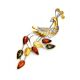 Multicolor Amber Brooch In Gold Plated Silver The Peacock, image 