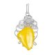 Exclusive Handcrafted Silver Pendant With Polished Natural Amber Stone The Dew, image 