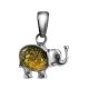 Silver Elephant Pendant With Green Amber, image 