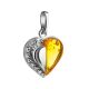 Sterling Silver Heart Pendant With Amber And Crystals The Declaration, image 