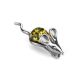 Cute Silver Brooch With Green Amber The Mouse, image 