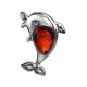Silver Dolphin Pendant With Cherry Amber, image 