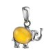 Silver Elephant Pendant With Honey Amber, image 