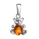 Silver Teddy Bear Pendant With Cognac Amber, image 