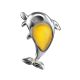 Sterling Silver Dolphin Pendant With Honey Amber, image 