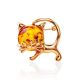 Gold Plated Kitten Brooch With Cognac Amber The Fairyrtale, image 