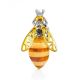 Gold Plated Amber Brooch The Bee, image 