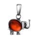 Silver Elephant Pendant With Cherry Amber, image 