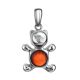 Silver Teddy Bear Pendant With Cherry Amber, image 