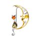 Designer Gold-Plated Brooch With Multicolor Amber The Lullaby, image 