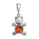 Silver Teddy Bear Pendant With Cognac Amber, image 