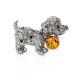 Cognac Amber And Crystals Puppy Brooch The Puppy, image 