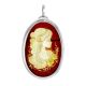 Oval Amber Brooch With Intaglio The Nymph, image 