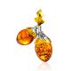 Gold Plated Brooch With Cognac Amber The Acorns, image 