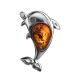 Silver Dolphin Pendant With Cognac Amber, image 