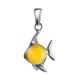 Silver Fish Pendant With Honey Amber, image 