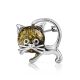 Green Amber Brooch In Sterling Silver The Kitten, image 