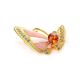 Gold Plated Butterfly Brooch With Amber And Crystals The Beoluna, image 