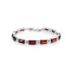 Geometric Silver Link Bracelet With Cherry Amber, image 
