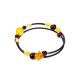 Heart Dangle Spiral Bracelet With Multicolor Amber Beads, image 