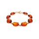 Gold-Plated Silver Link Bracelet With Cognac Amber The Lyon, image 