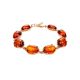 Gold-Plated Silver Link Bracelet With Cognac Amber The Lyon, image 