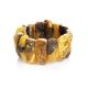 Unpolished Amber Flat Beaded Bracelet The Volcano, image 