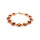 Gold-Plated Link Bracelet With Cognac Amber The Helios, image 