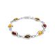 Silver Link Bracelet With Multicolor Amber Stones The Fiori, image 