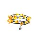 Amazing Clover Charm Bangle Bracelet With Natural Amber And Glass Beads, image 