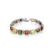 Multicolor Amber Silver Link Bracelet The Ithaca, image 