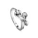 Twisted White Gold Ring With Two Diamonds, Ring Size: 6.5 / 17, image 