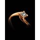 Curvy Golden Ring With Solitaire White Diamond, Ring Size: 8 / 18, image , picture 2