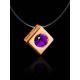 Invisible Necklace With Square Golden Pendant The Aurora, Length: 40, image , picture 2