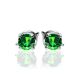 Silver Stud Earrings With Bright Green Crystals, image , picture 3
