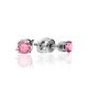 Luminous Silver Studs With Pink Crystals The Aurora, image 