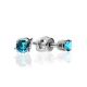Silver Stud Earrings With Light Blue Crystals The Aurora, image 