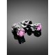 Luminous Silver Studs With Pink Crystals The Aurora, image , picture 2