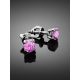 Romantic Silver Stud Earrings With Pink Crystals The Aurora, image , picture 2