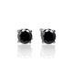 Minimalistic Silver Stud Earrings With Black Crystals, image , picture 3