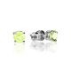 Silver Stud Earrings With Lime Colored Crystals The Aurora, image 