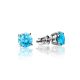 Bold Blue Crystal Stud Earrings In Silver The Aurora, image 