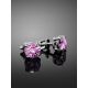 Bold Pink Crystal Stud Earrings In Silver, image , picture 2