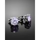 Classy Silver Studs With Lilac Crystals, image , picture 2
