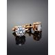 Bold White Crystal Stud Earrings In Gold, image , picture 2