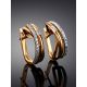 Golden Latch Back Earrings With Diamonds, image , picture 3