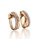 Golden Latch Back Earrings With Diamonds, image , picture 4