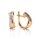 Golden Latch Back Earrings With Diamonds, image 