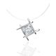 Invisible Necklace With White Crystal In Silver The Aurora, image 