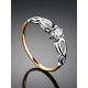 Filigree Golden Ring With White Crystal, Ring Size: 7 / 17.5, image , picture 2